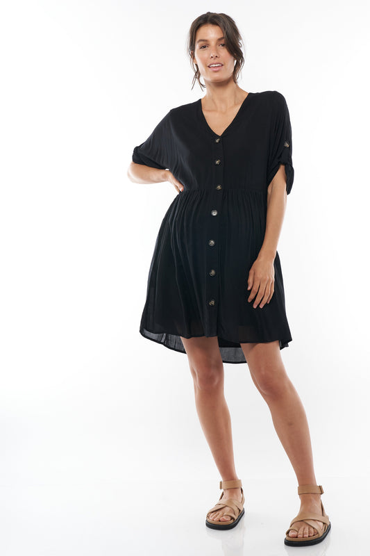 WHS25-241 - Sunrise Button Front Dress - Black*