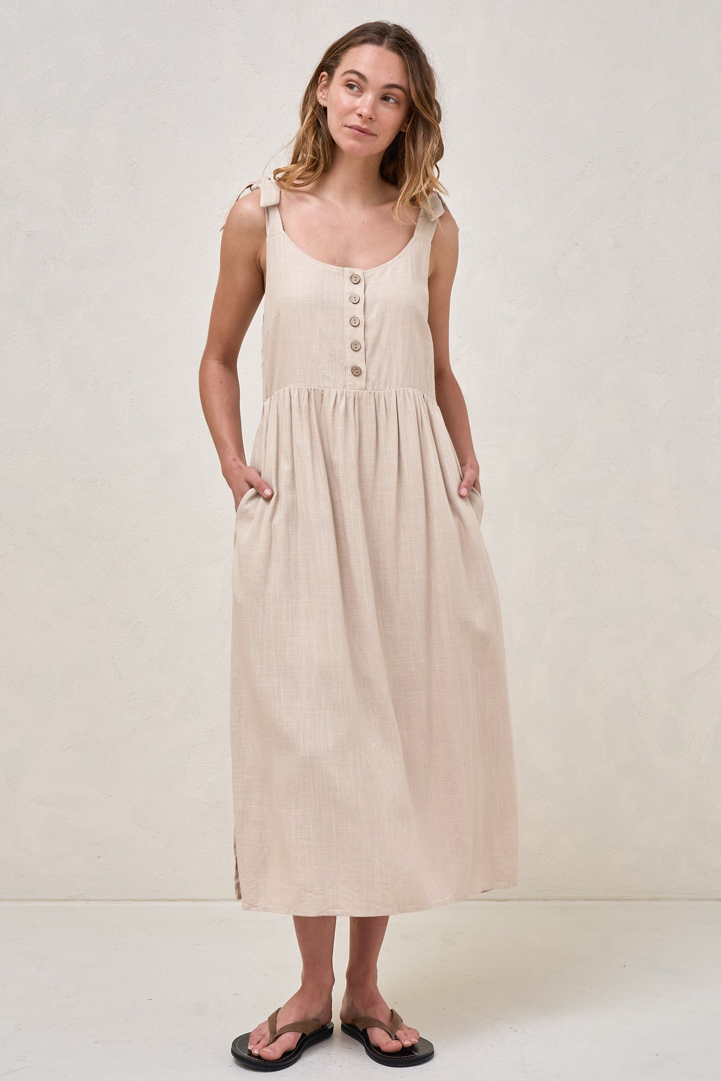 Breeze Along Midi Dress - Natural