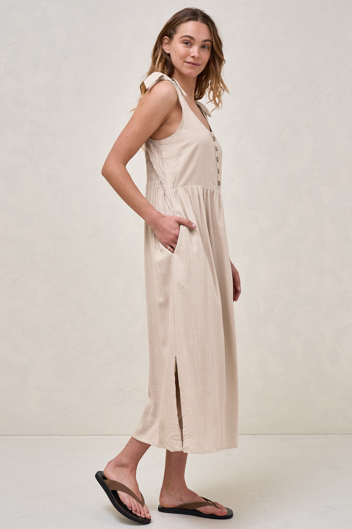 Breeze Along Midi Dress - Natural