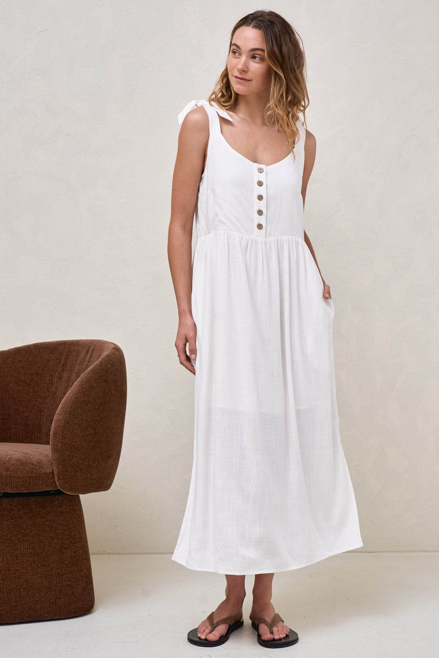 Breeze Along Midi Dress - White