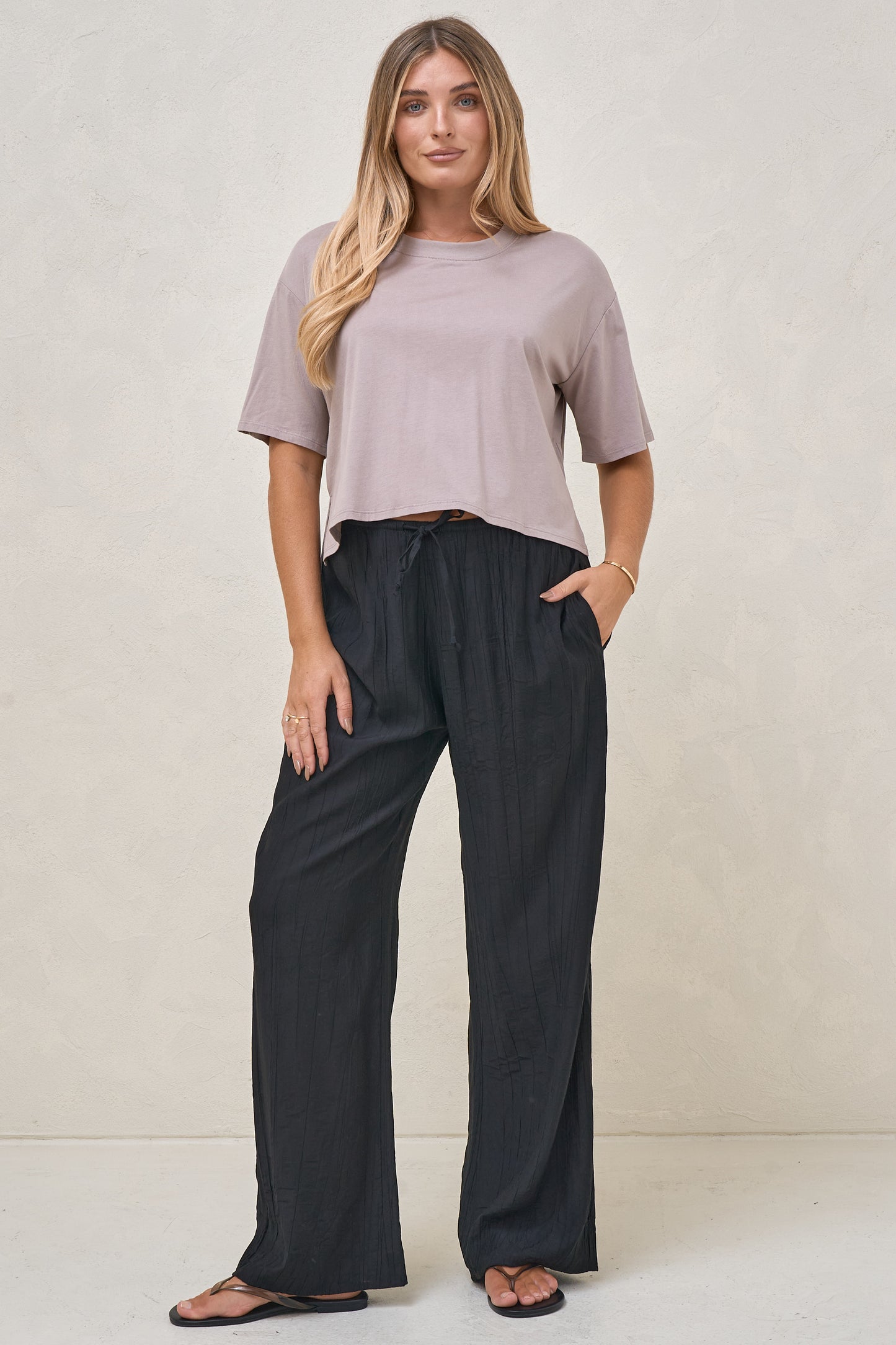 Into It Crop Tee - Taupe