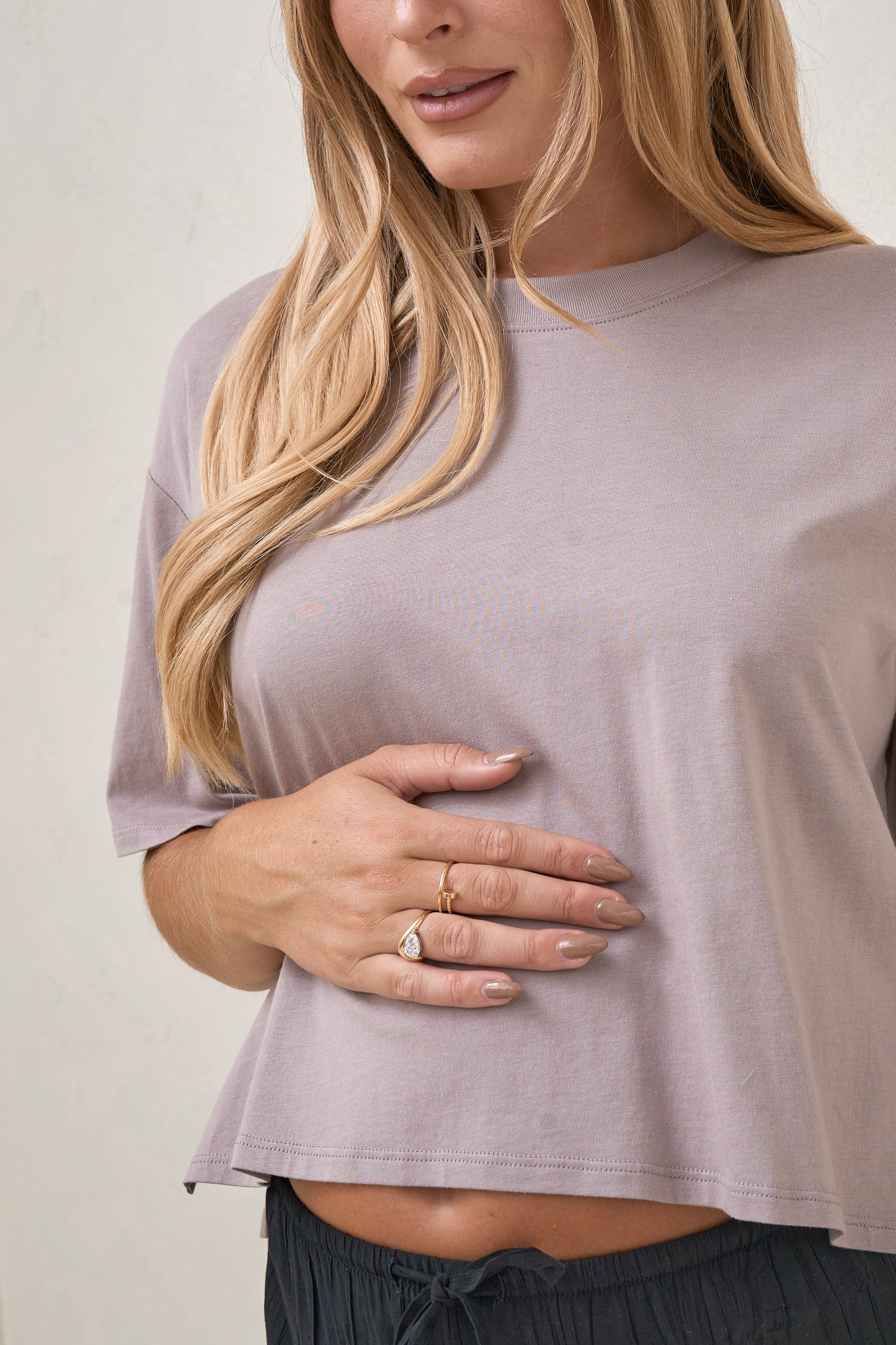 Into It Crop Tee - Taupe