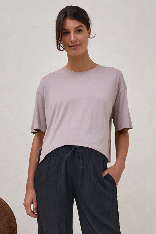 Into It Crop Tee - Taupe