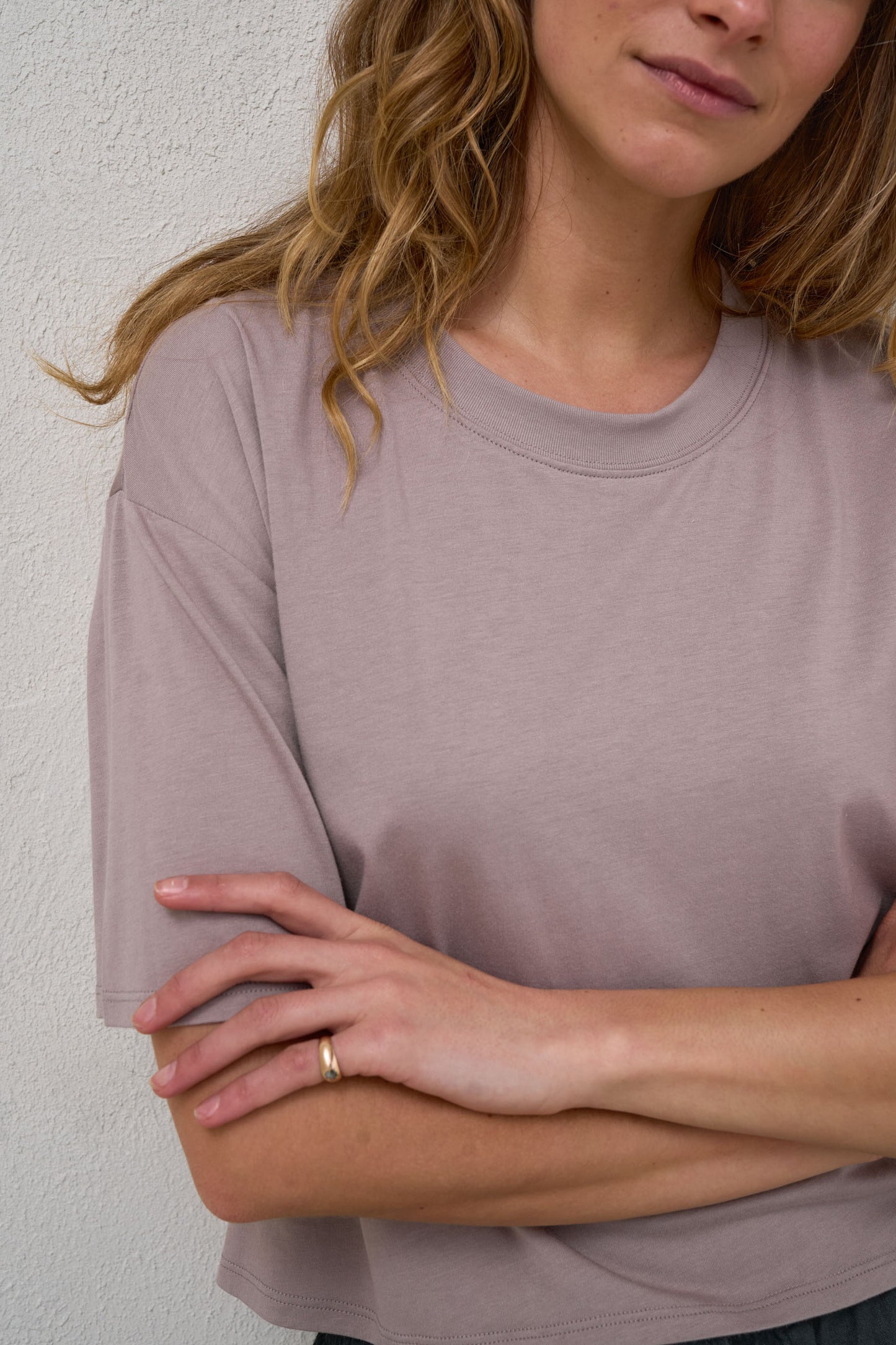 Into It Crop Tee - Taupe