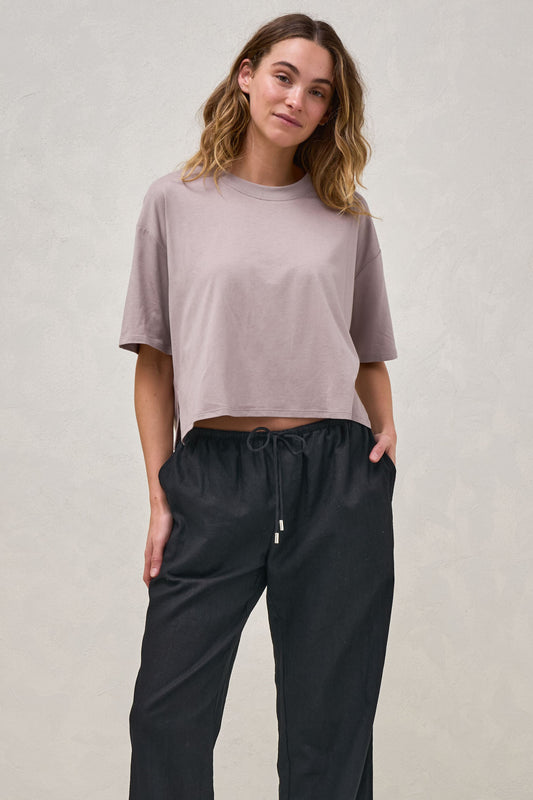 Into It Crop Tee - Taupe