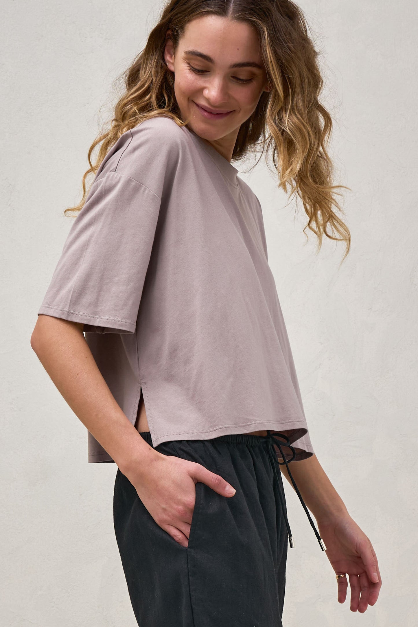 Into It Crop Tee - Taupe