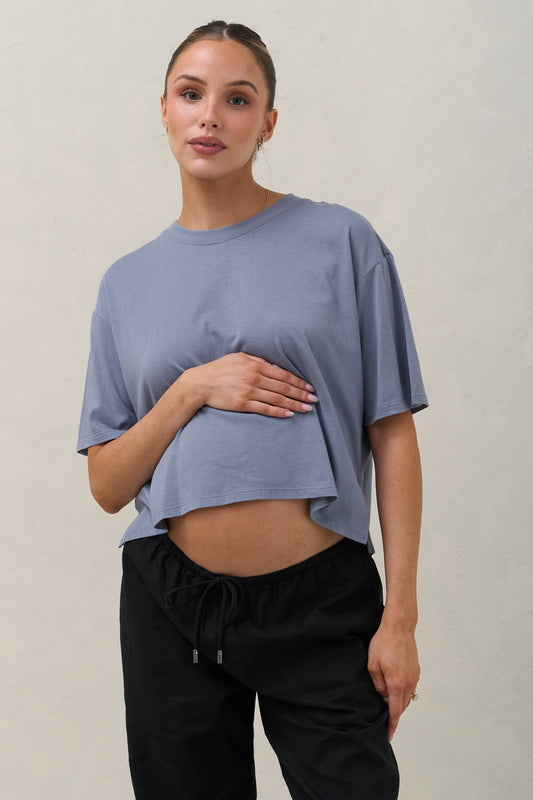 Into It Crop Tee - Blue
