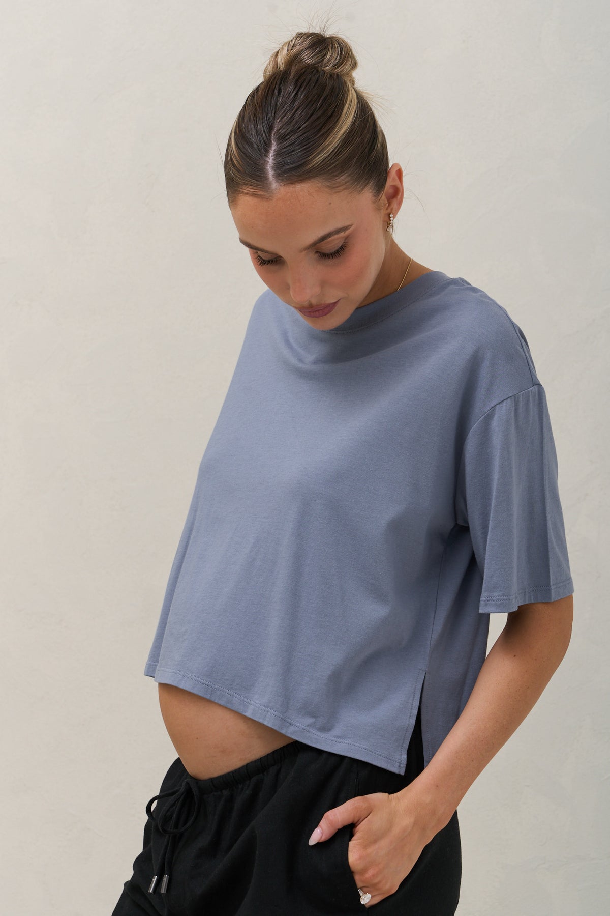 Into It Crop Tee - Blue