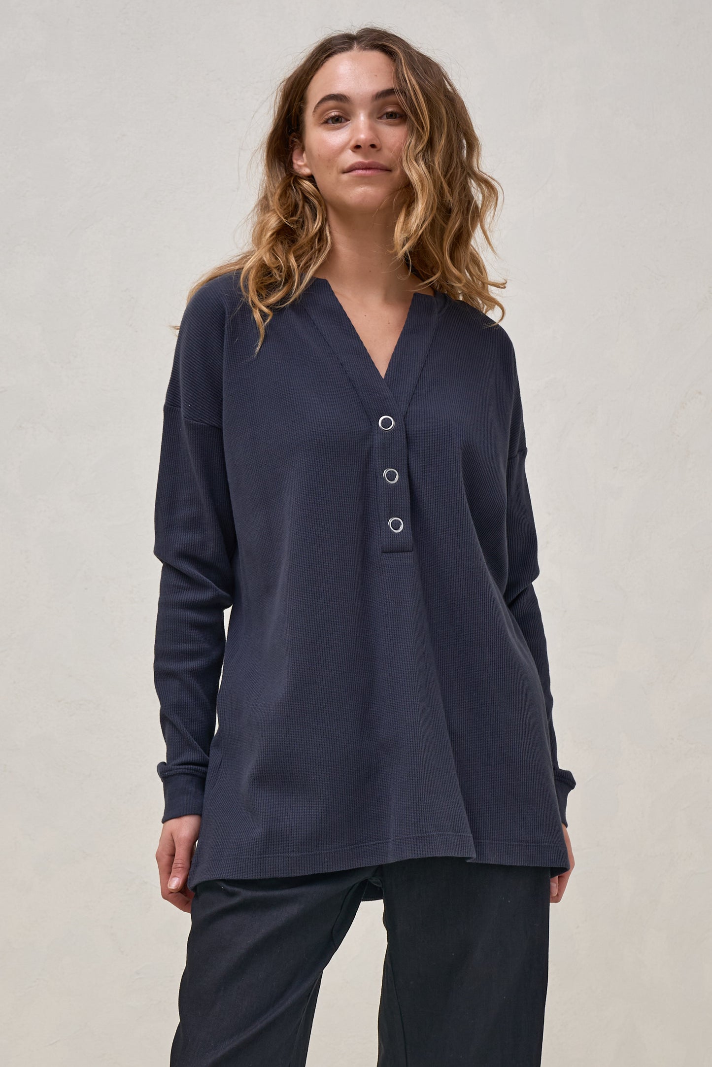 All For Us Waffle Henley - Slate
