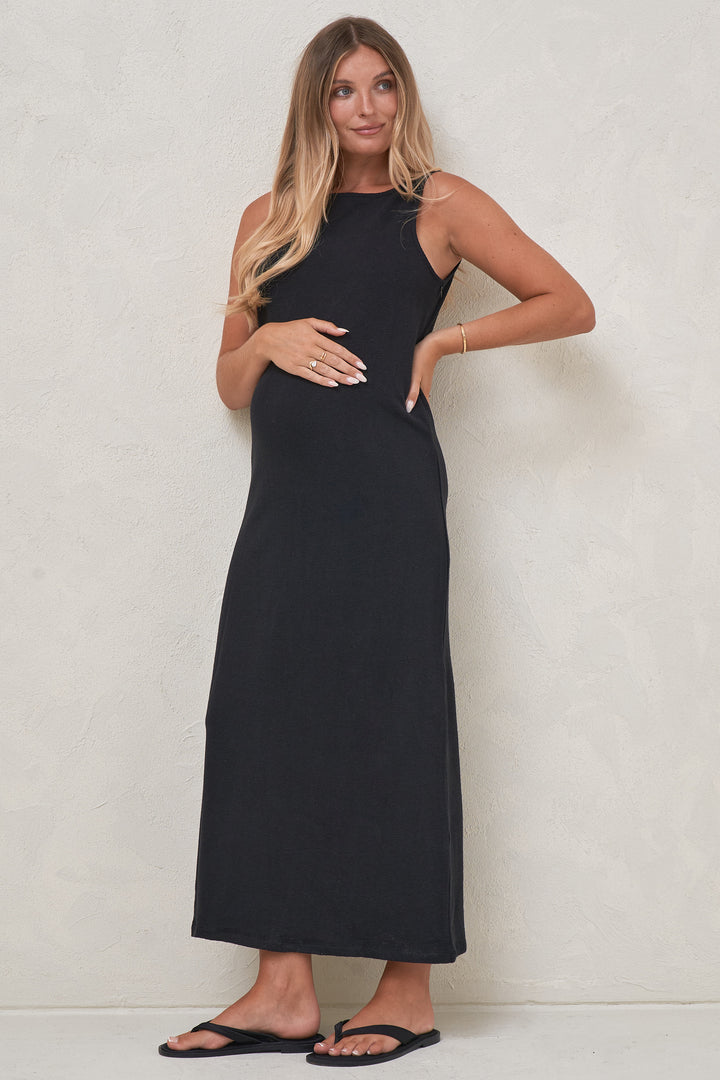 Black Maternity Column Dress BAE The Label Australia Black Maternity Column Dress BAE The Label Australia