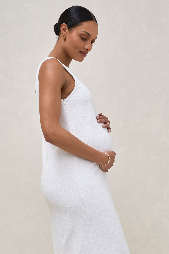 White Maternity Column Dress – BAE The Label Australia