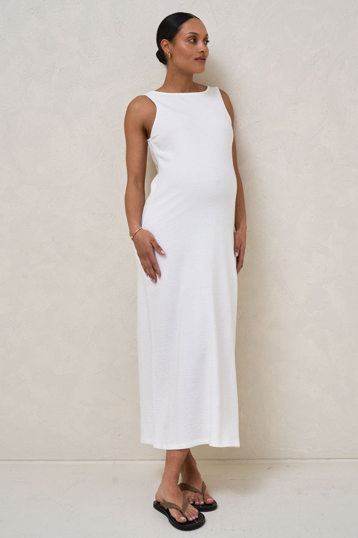 White Maternity Column Dress – BAE The Label Australia
