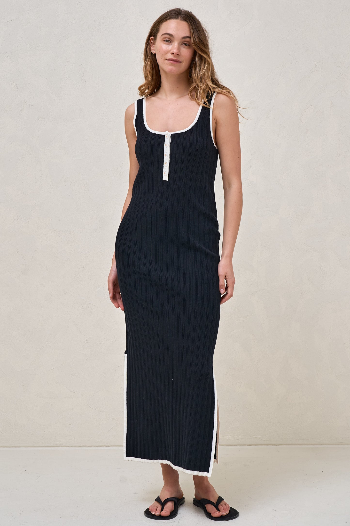 Sunset Column Knit Dress - Black