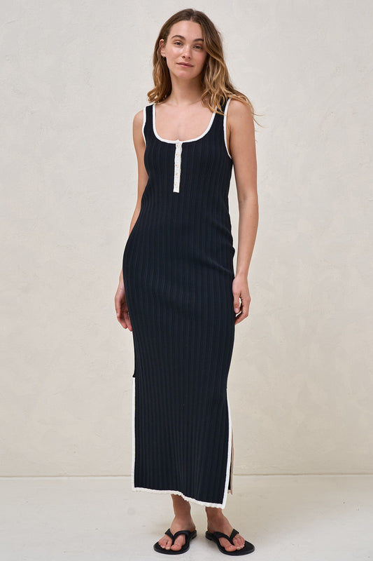 Sunset Column Knit Dress - Black