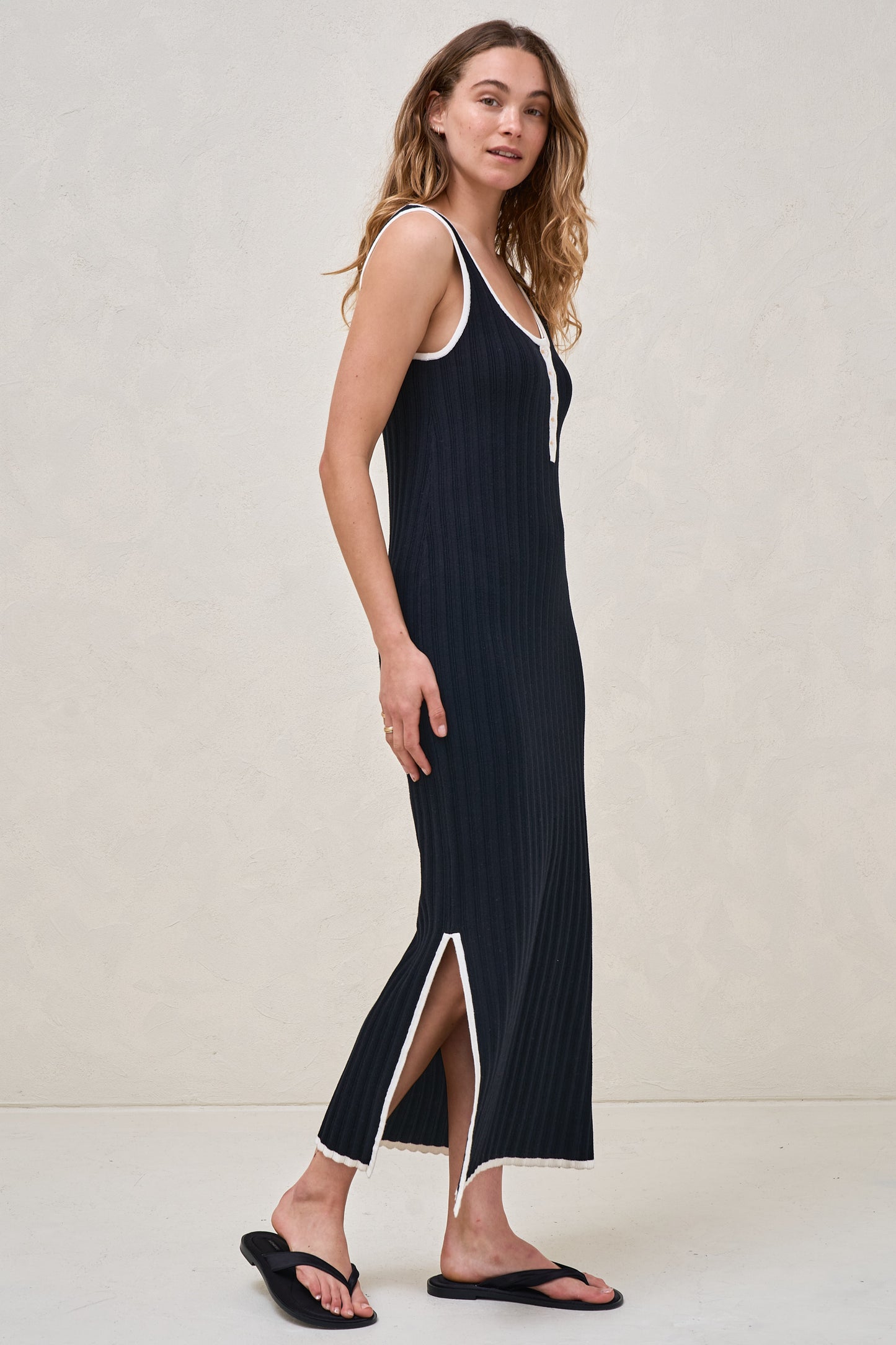 Sunset Column Knit Dress - Black