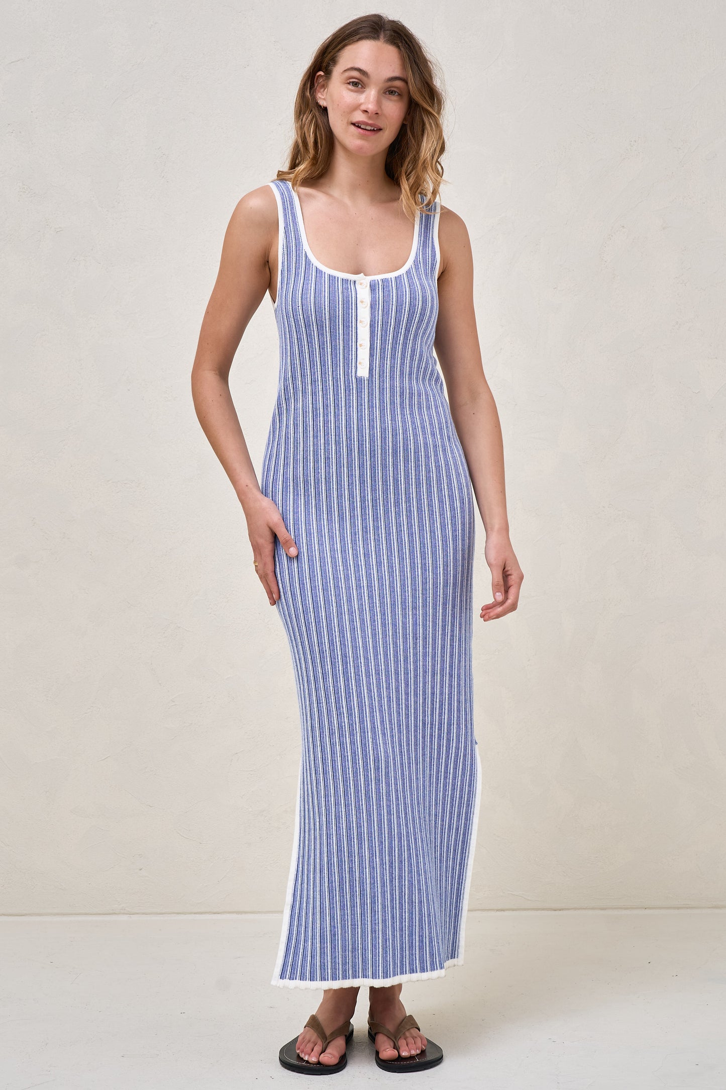 Sunset Column Knit Dress - Blue