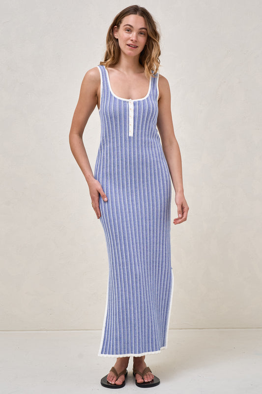 Sunset Column Knit Dress - Blue