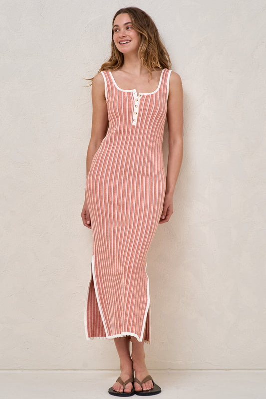 Sunset Column Knit Dress - Orange