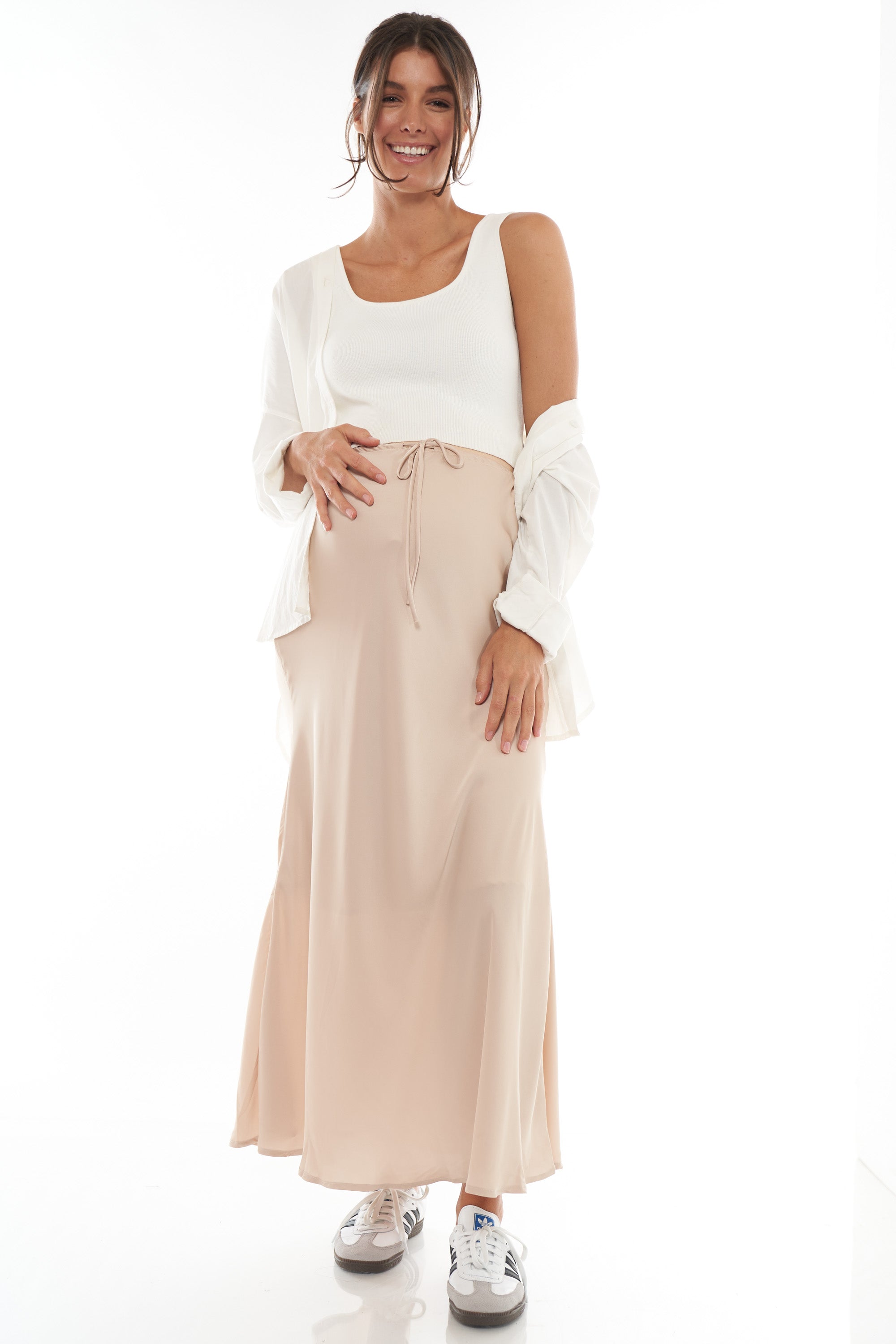 Maternity maxi skirt zip up best sale