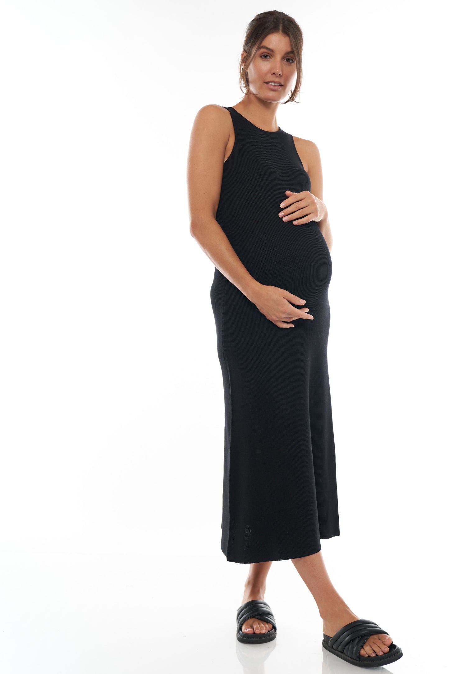 black knit maternity dress -4