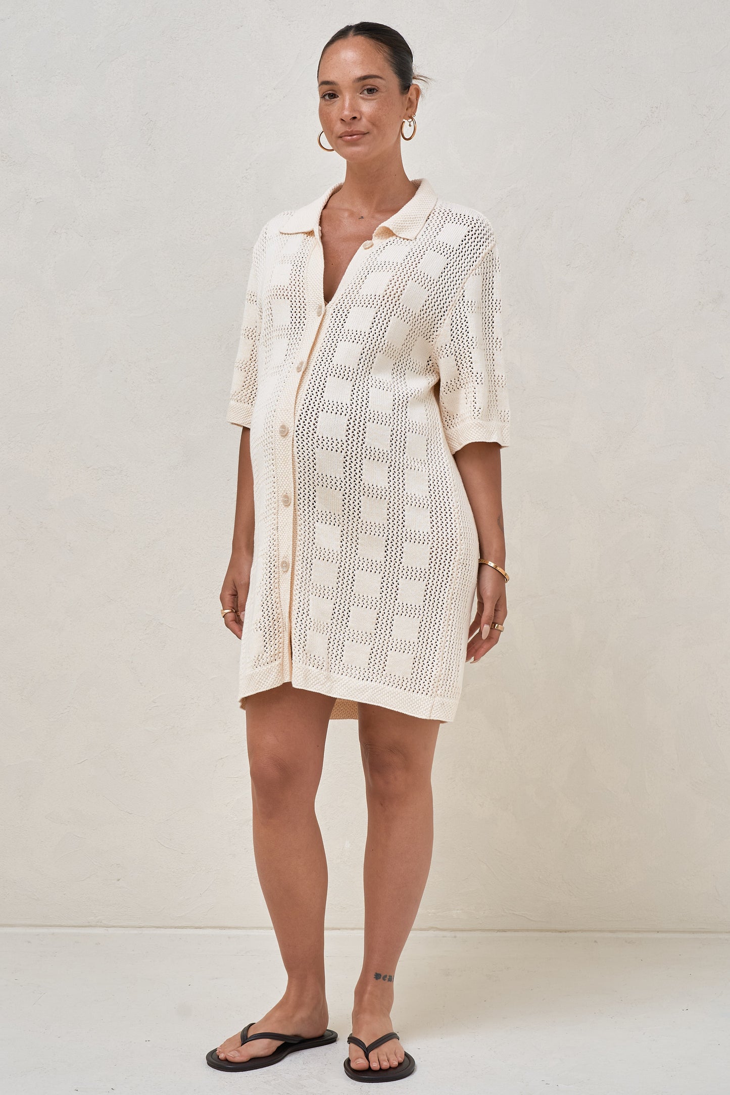 Persistance Polo Knit Dress - Ivory*