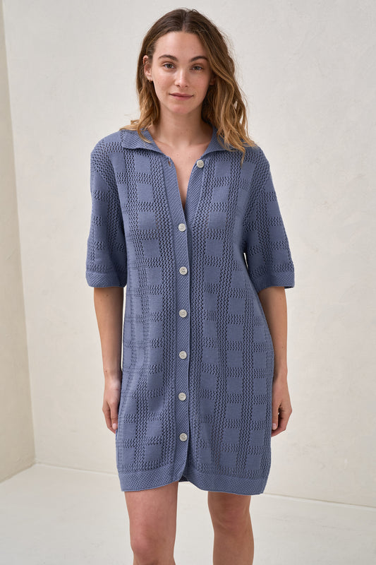 Persistance Polo Knit Dress - Ocean