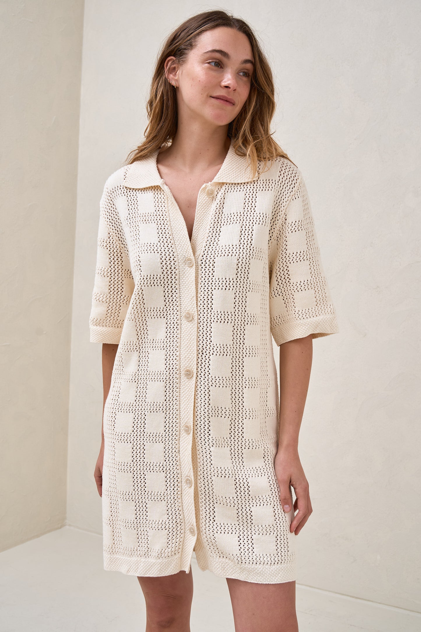 Persistance Polo Knit Dress - Ivory