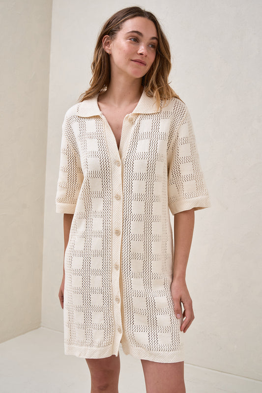 Persistance Polo Knit Dress - Ivory