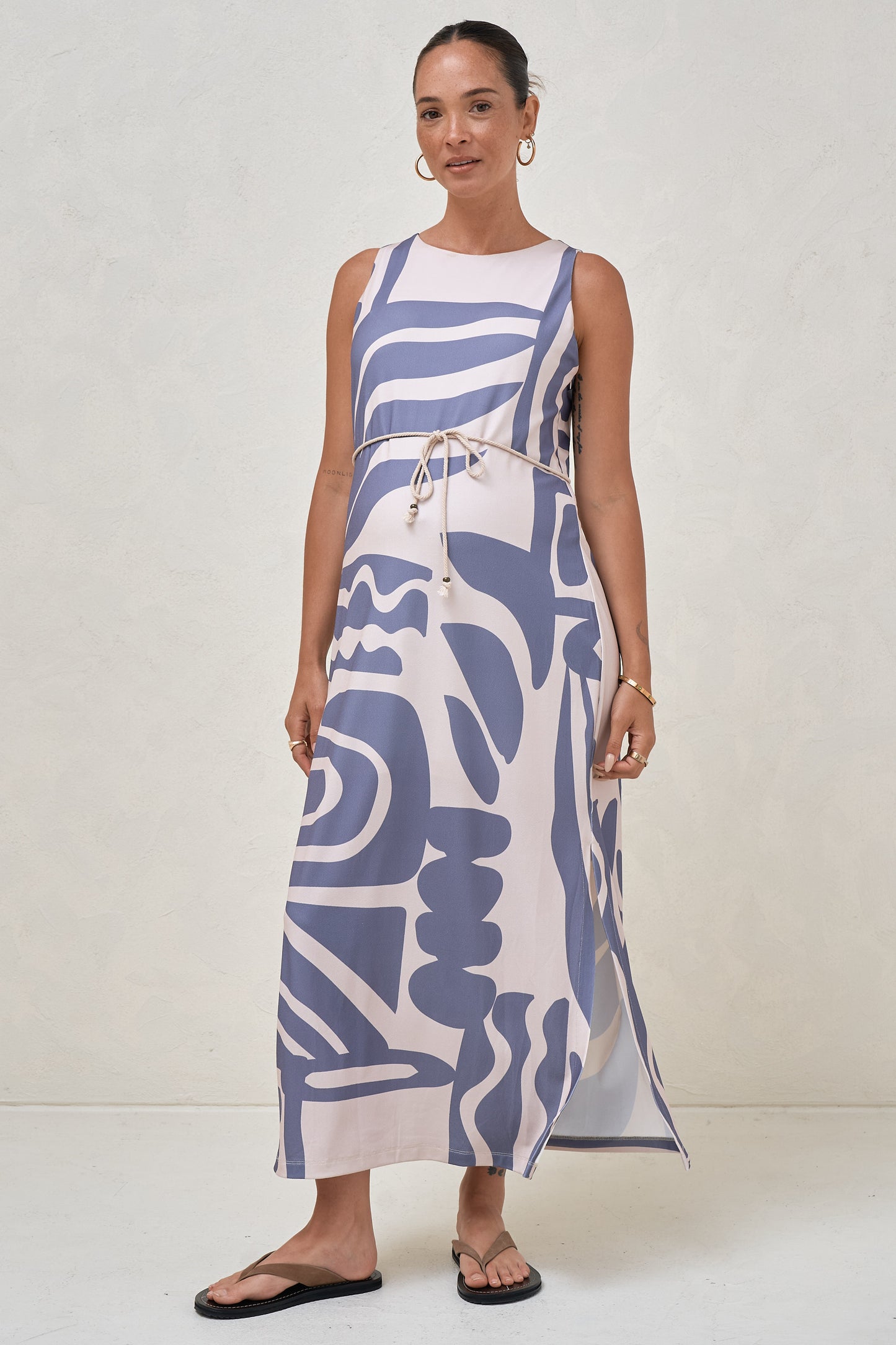 Calibration Nursing Column Dress -Blue Abstract