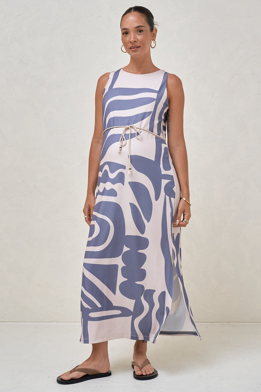 Calibration Nursing Column Dress -Blue Abstract