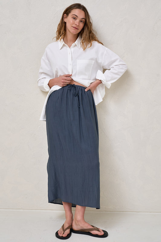 Ease Away Crinkle Skirt - Steel Blue*