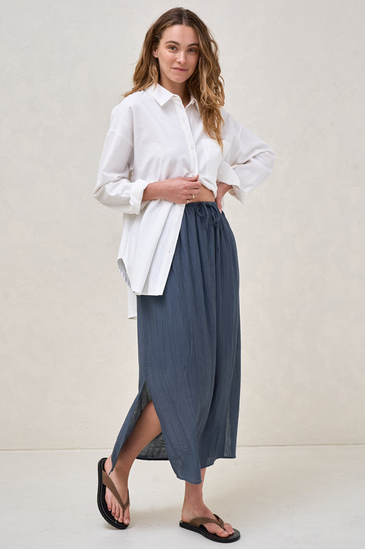 Ease Away Crinkle Skirt - Steel Blue*