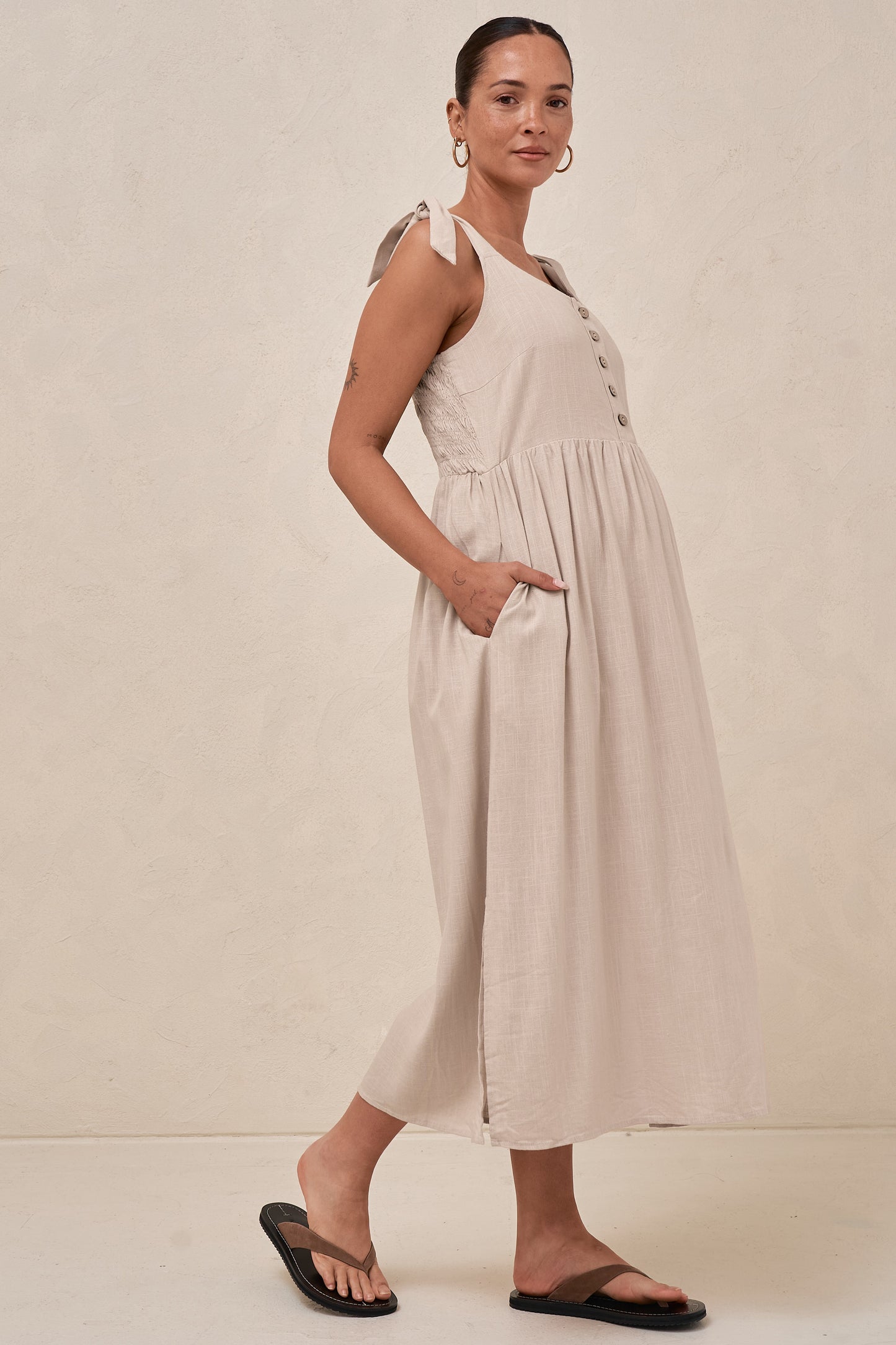 Breeze Along Midi Dress - Natural