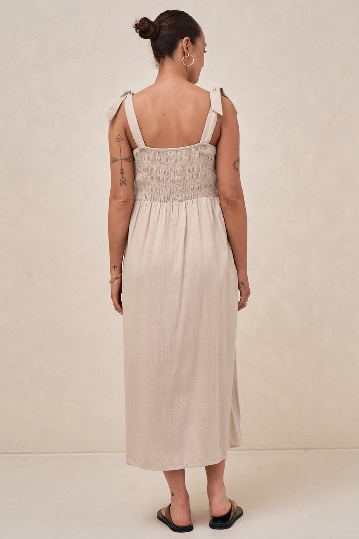 Maternity Linen Midi Dress – BAE The Label Australia