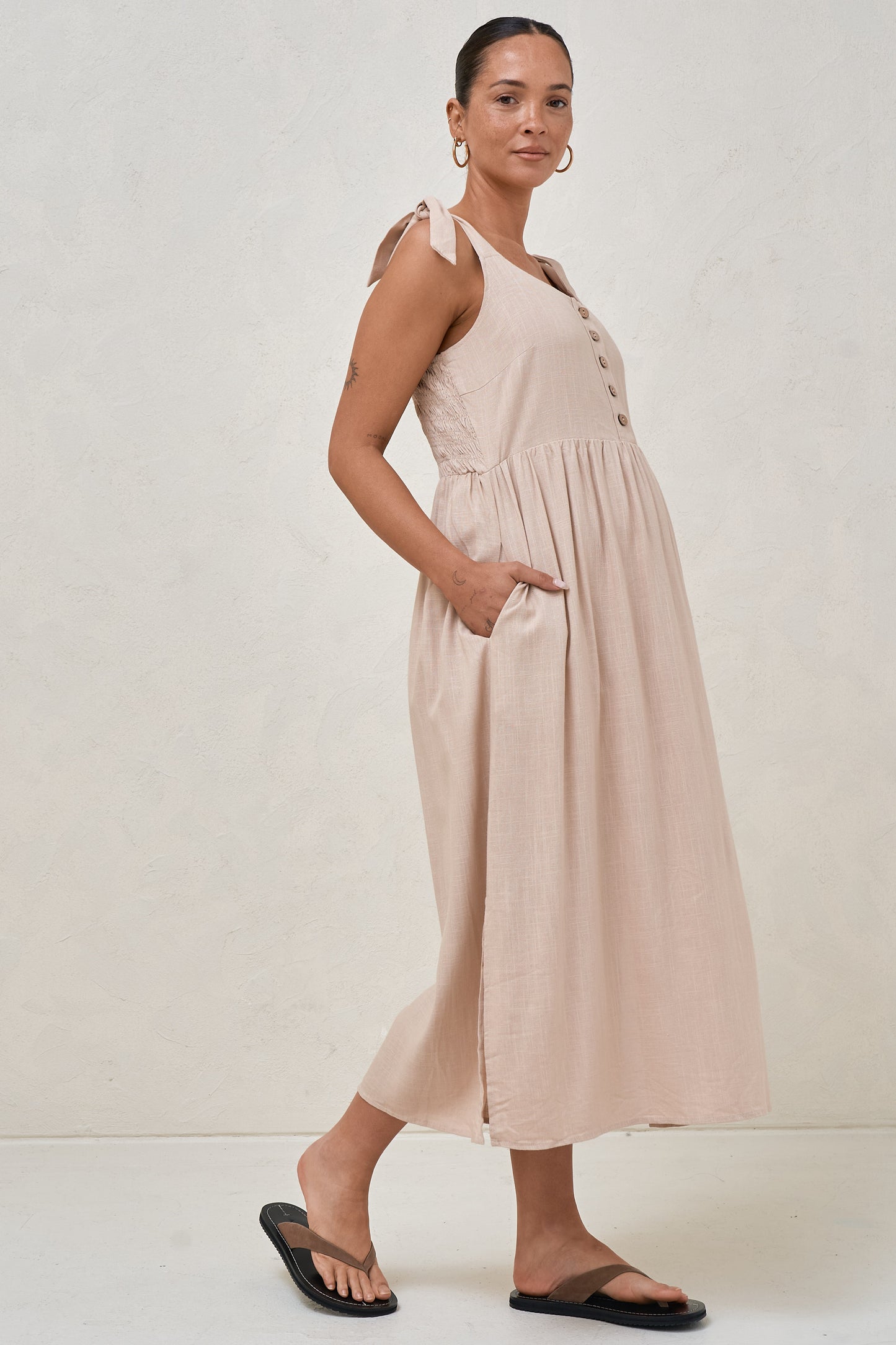 Breeze Along Midi Dress - Natural