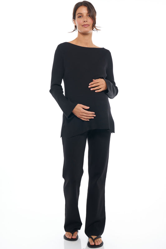 Black Long Sleeve Knit Maternity Top -5