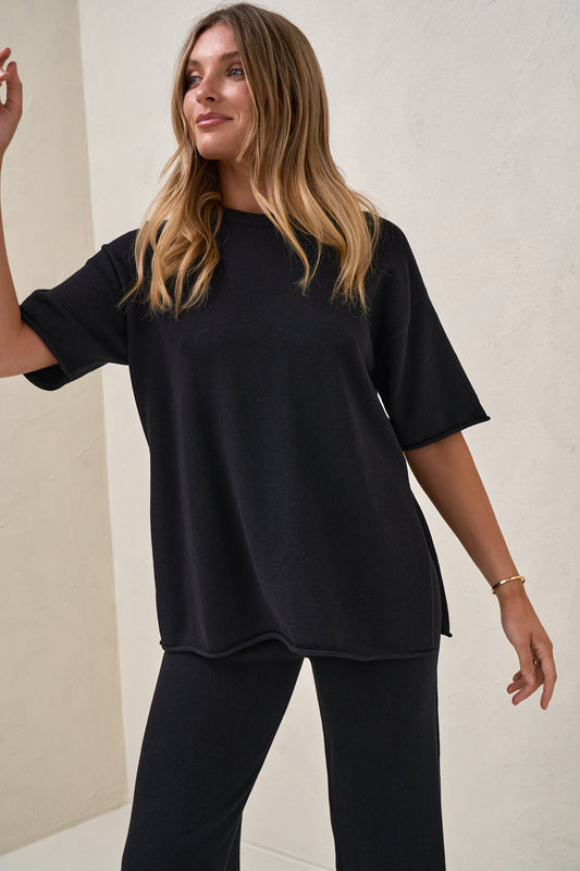 Cloud Nine Knit Tee - Black