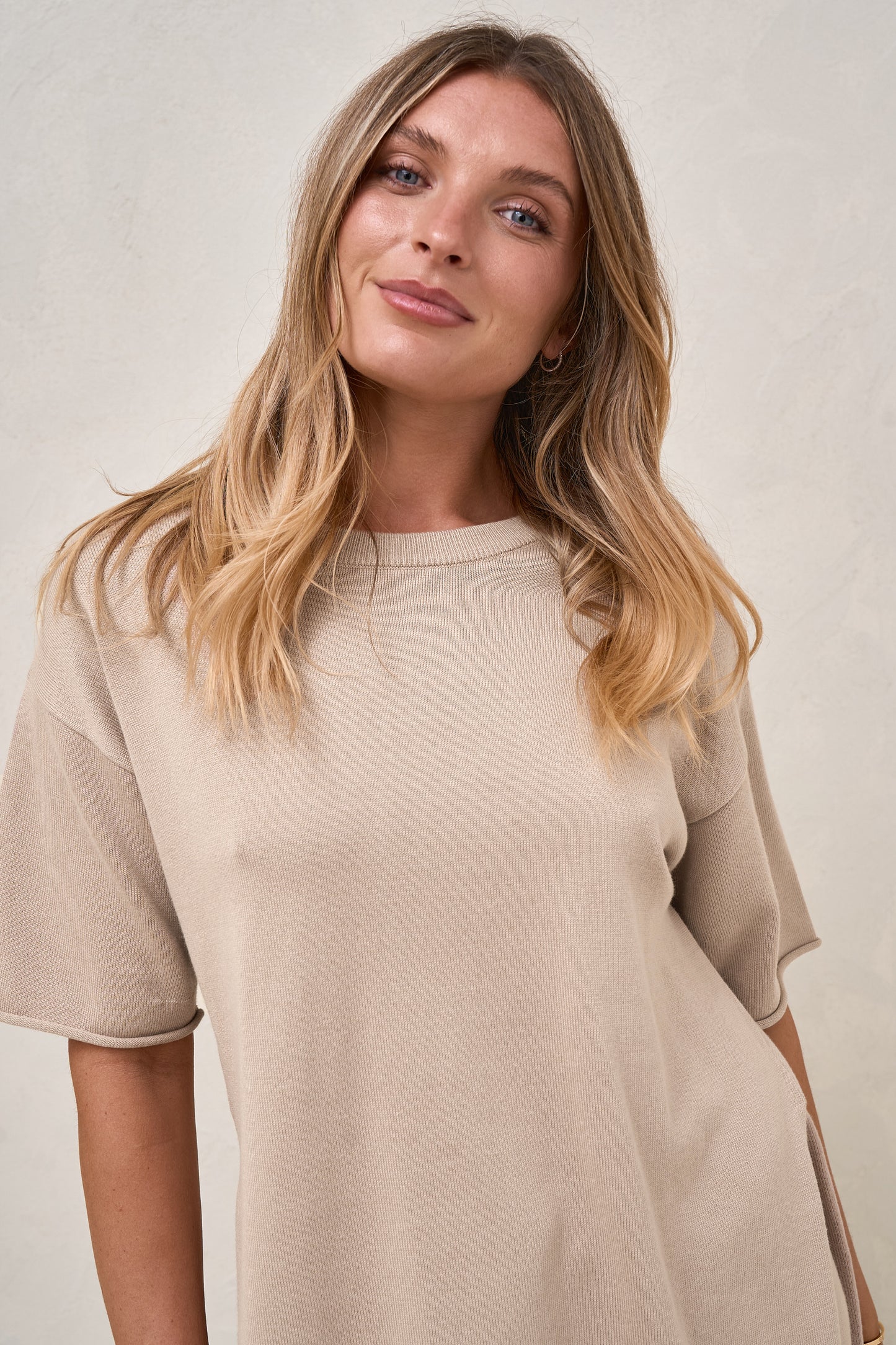 Cloud Nine Knit Tee - Oatmeal
