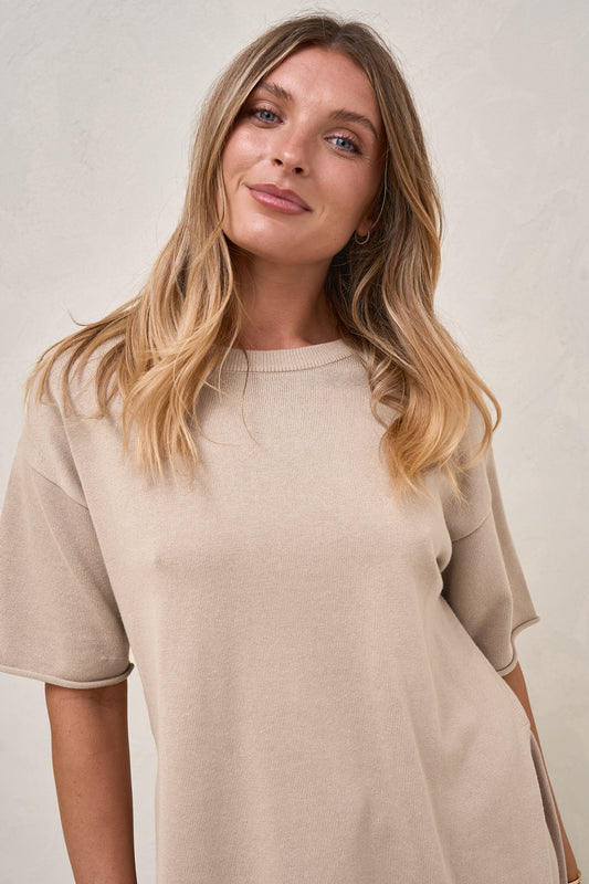 Cloud Nine Knit Tee - Oatmeal