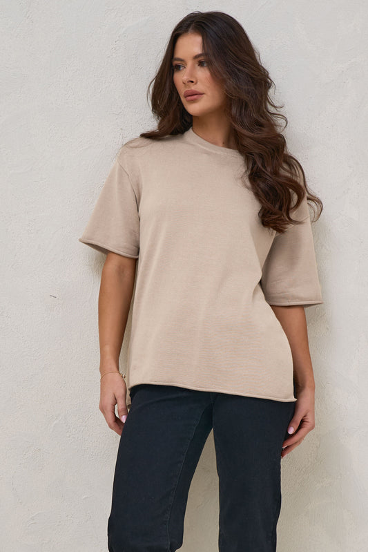 Cloud Nine Knit Tee - Oatmeal
