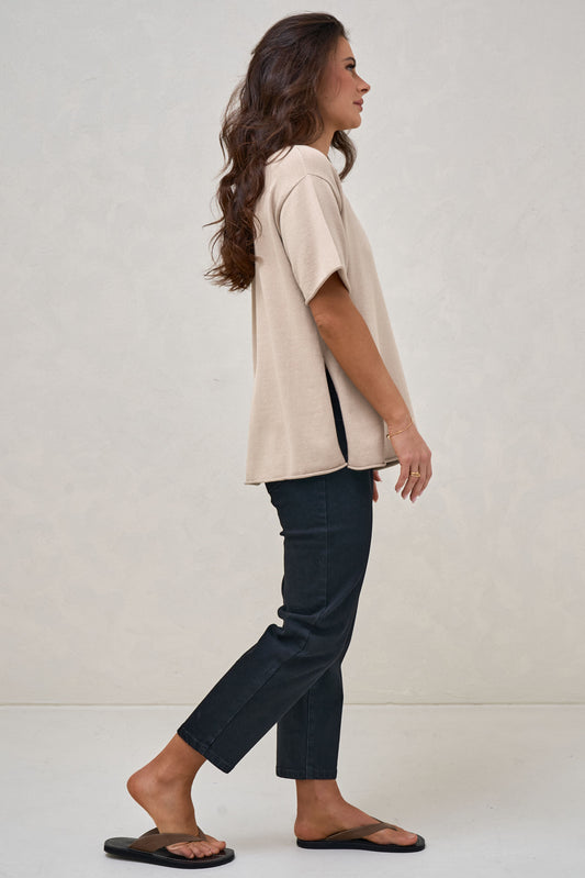Cloud Nine Knit Tee - Oatmeal