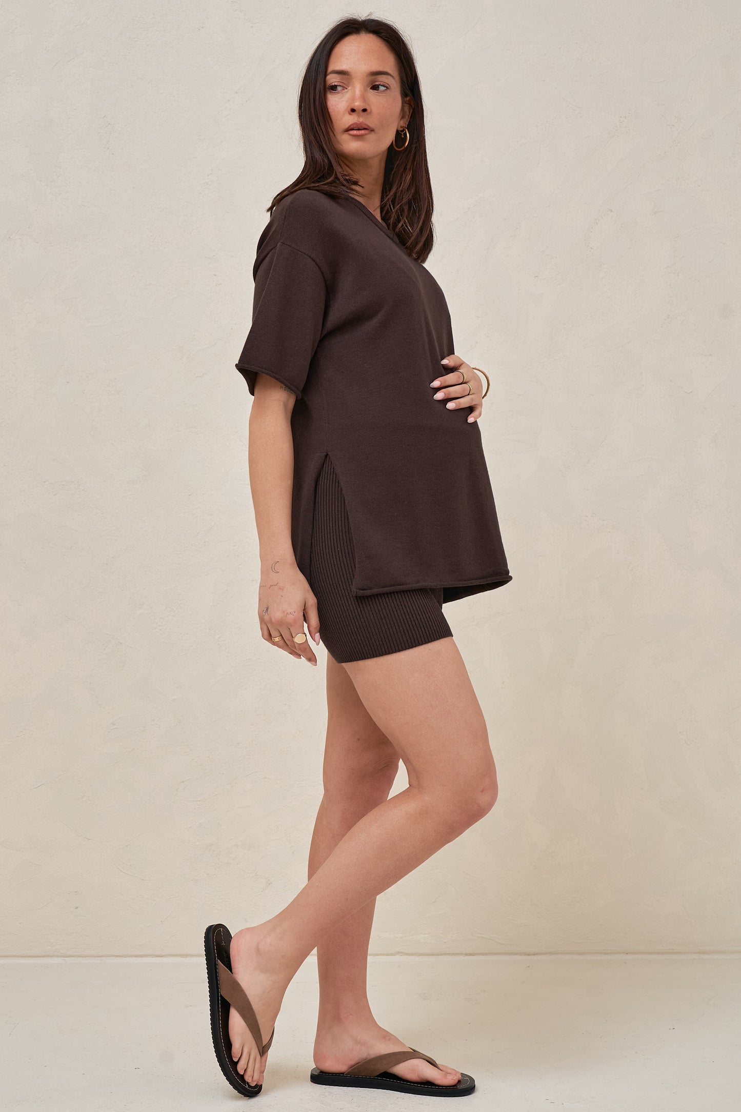 Cloud Nine Knit Tee - Chocolate