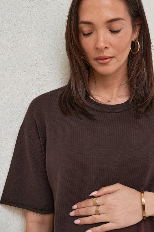 Cloud Nine Knit Tee - Chocolate