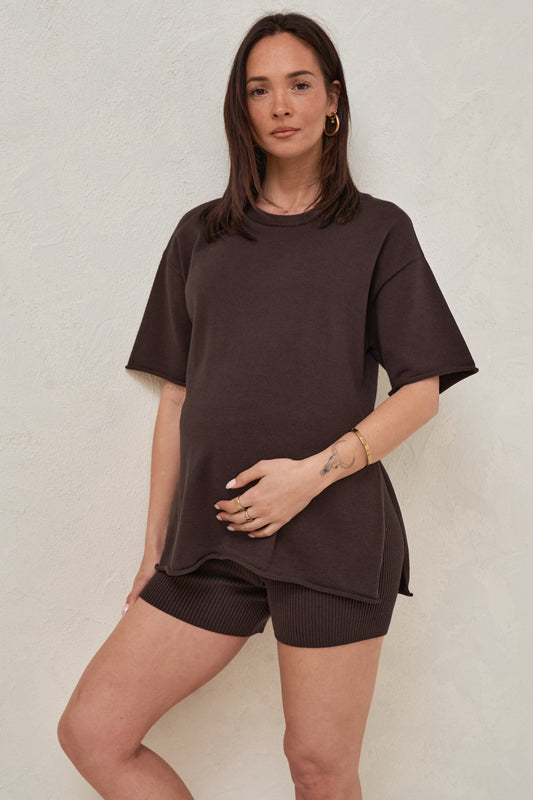 Cloud Nine Knit Tee - Chocolate
