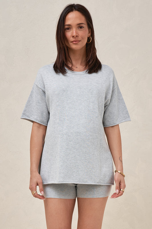 Cloud Nine Knit Tee - Grey Marle