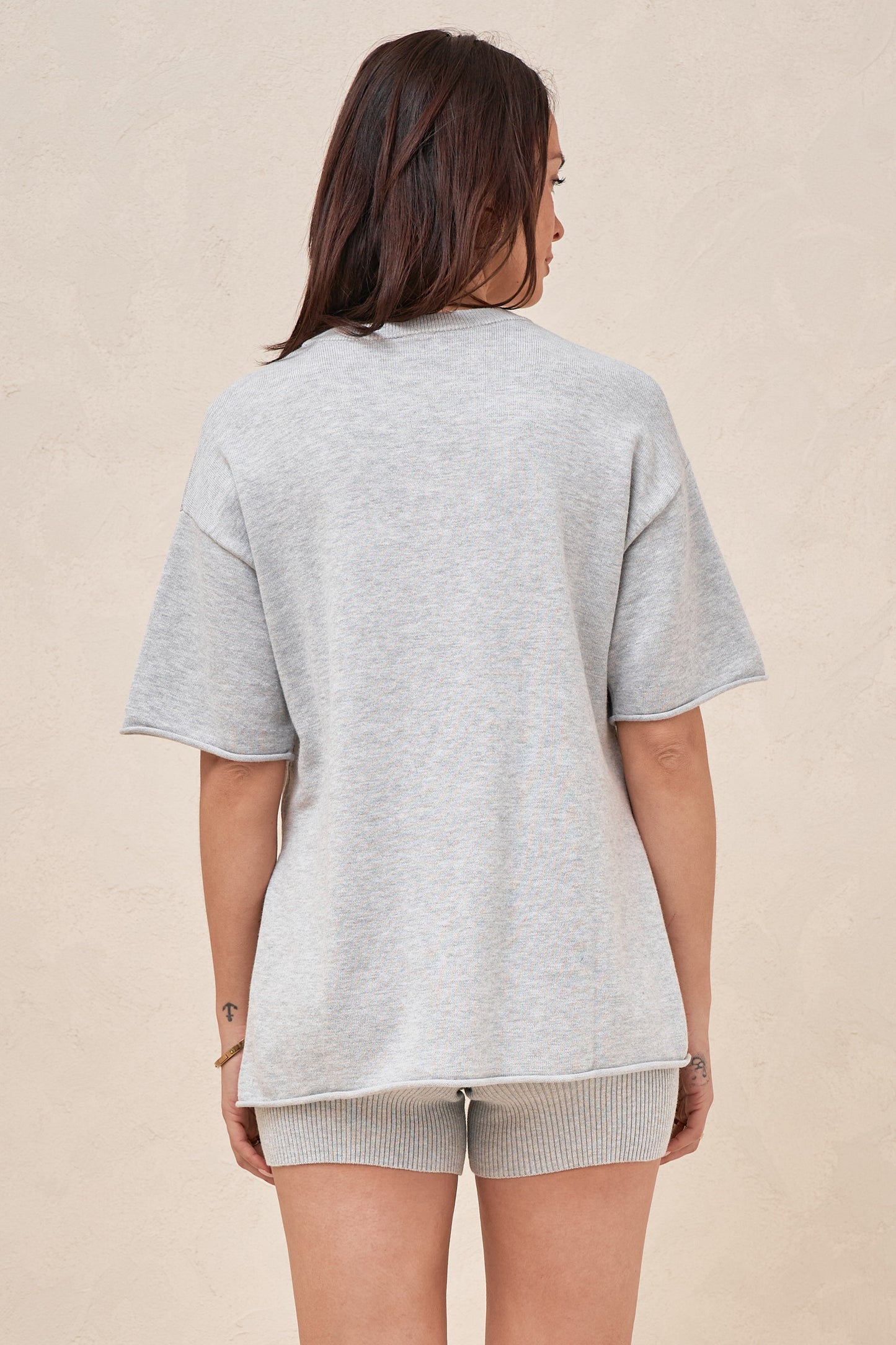 Cloud Nine Knit Tee - Grey Marle