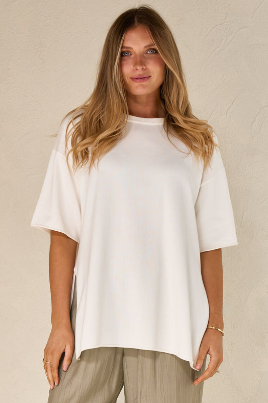 white knit maternity tee -6