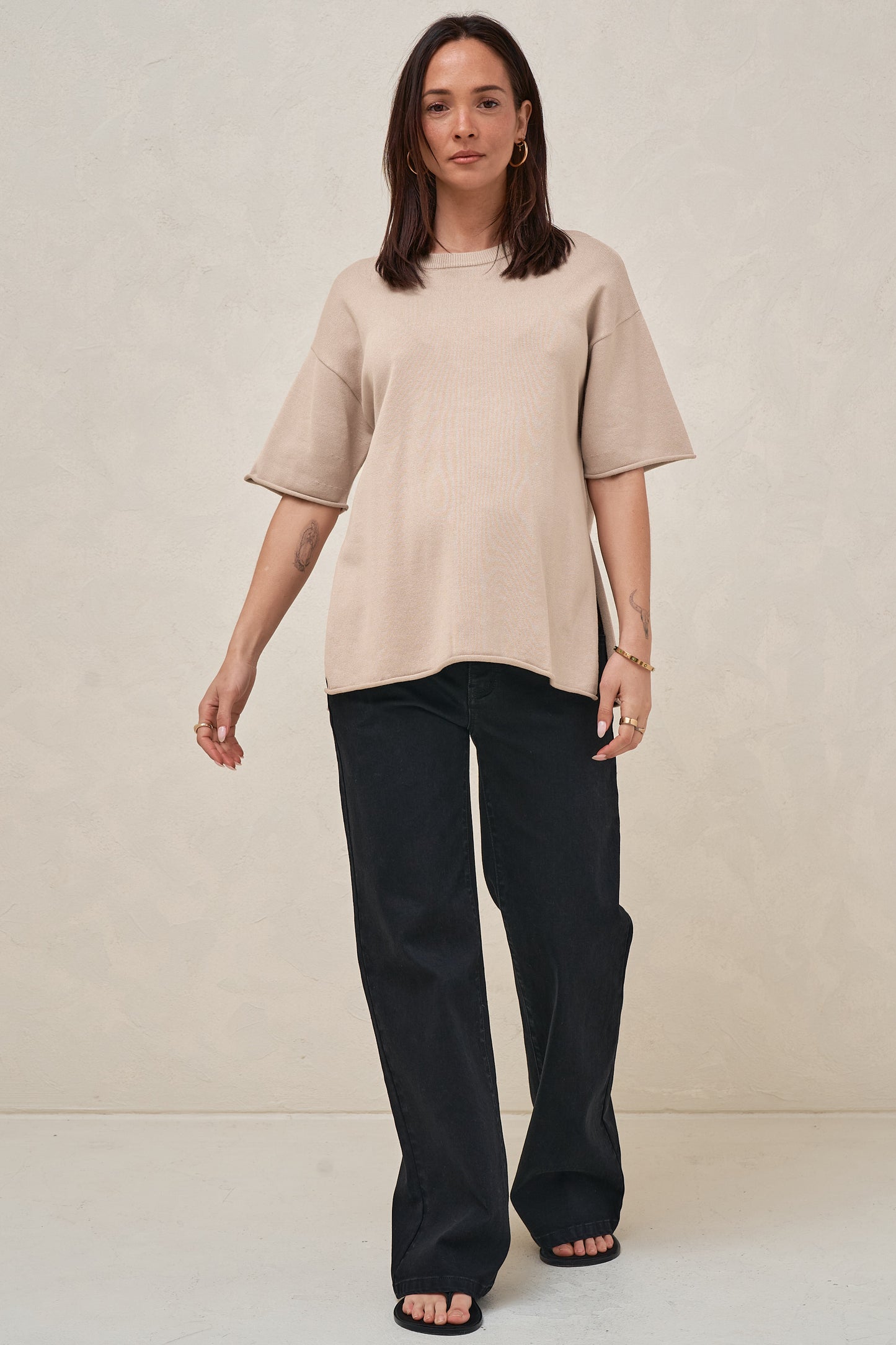 Cloud Nine Knit Tee - Oatmeal