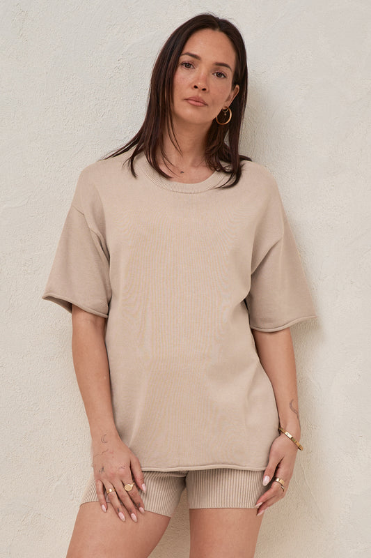 Cloud Nine Knit Tee - Oatmeal