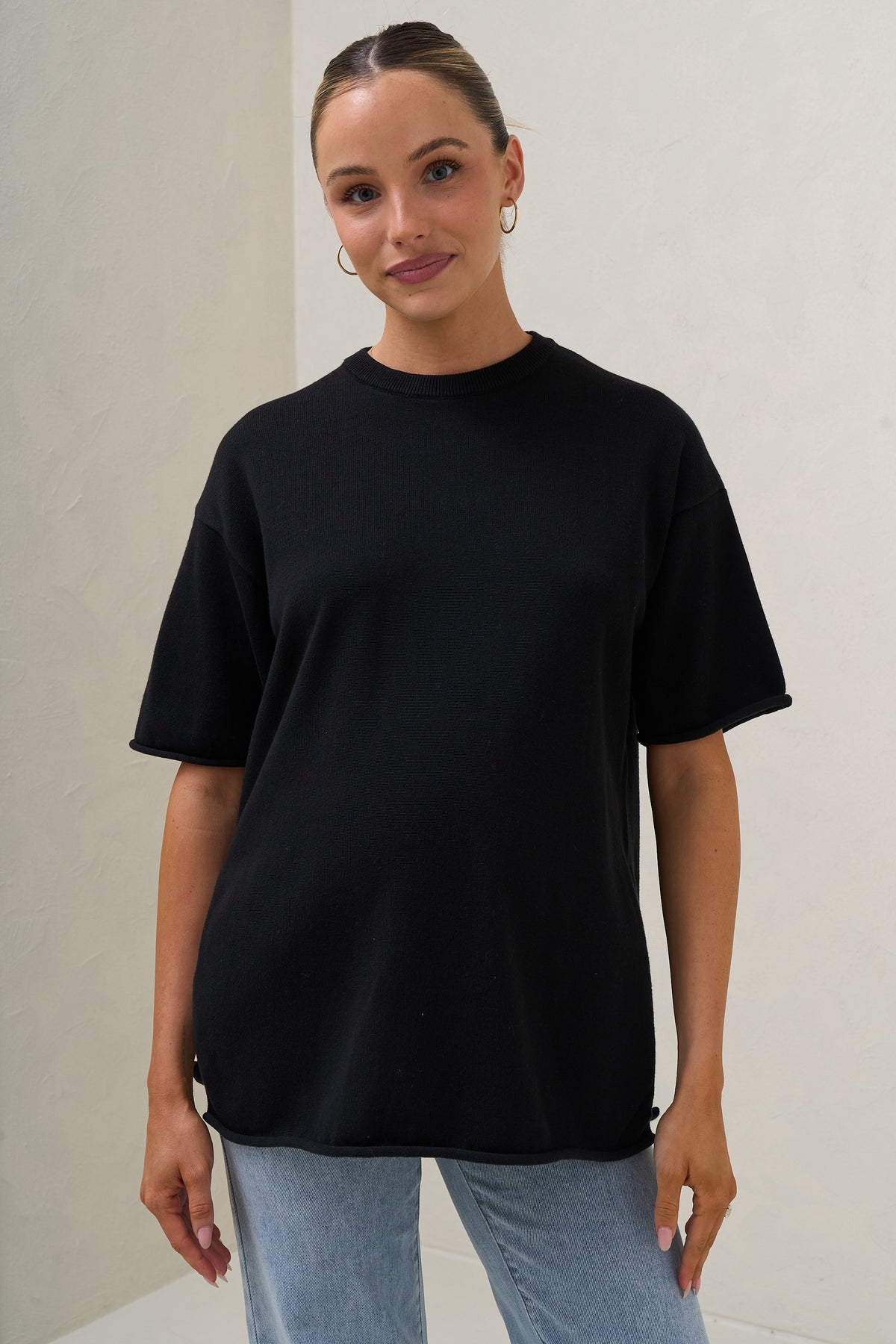 Cloud Nine Knit Tee - Black